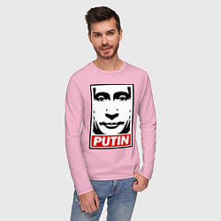 Лонгслив хлопковый мужской Putin Obey цвета светло-розовый — фото 2
