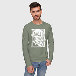 Лонгслив хлопковый мужской Аниме позитив, цвет: авокадо — фото 2