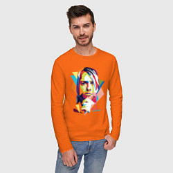 Лонгслив хлопковый мужской Kurt Cobain: Colors цвета оранжевый — фото 2