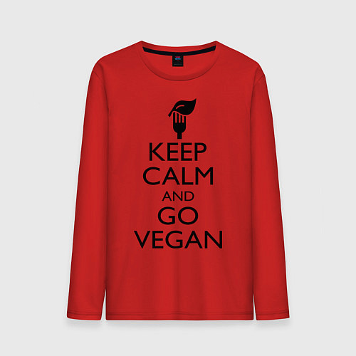 Мужской лонгслив Keep Calm & Go Vegan / Красный – фото 1