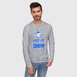 Лонгслив хлопковый мужской Снеговик Let it snow, цвет: меланж — фото 2