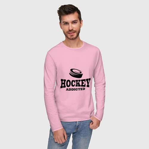 Мужской лонгслив Hockey addicted / Светло-розовый – фото 3