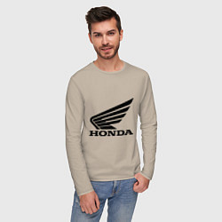 Лонгслив хлопковый мужской Honda Motor, цвет: миндальный — фото 2