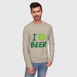 Лонгслив хлопковый мужской Love beer, цвет: миндальный — фото 2