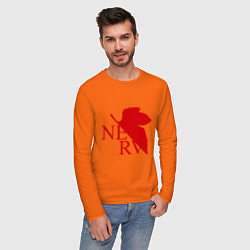Лонгслив хлопковый мужской Евангелион NERV цвета оранжевый — фото 2