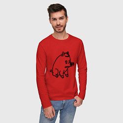 Лонгслив хлопковый мужской Pig, цвет: красный — фото 2