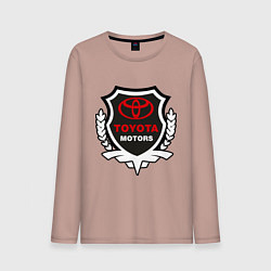 Лонгслив хлопковый мужской Тойота моторс герб, цвет: пыльно-розовый