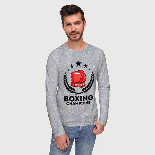 Мужской лонгслив Boxing Champions / Меланж – фото 3