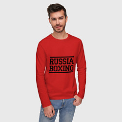 Лонгслив хлопковый мужской Russia boxing, цвет: красный — фото 2