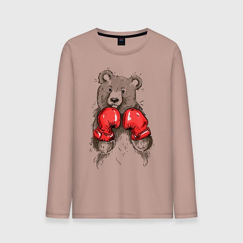 Мужской лонгслив Bear Boxing / Пыльно-розовый – фото 1