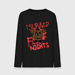 Лонгслив хлопковый мужской I Survived Five Night, цвет: черный