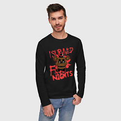 Лонгслив хлопковый мужской I Survived Five Night, цвет: черный — фото 2