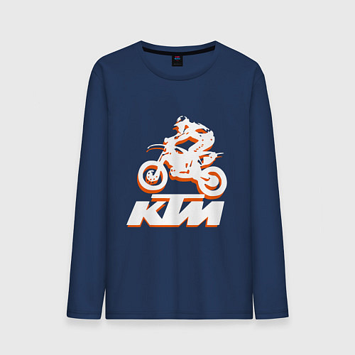 Мужской лонгслив KTM белый / Тёмно-синий – фото 1