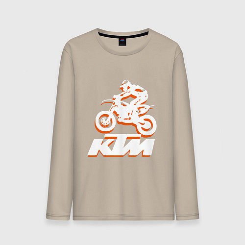 Мужской лонгслив KTM белый / Миндальный – фото 1