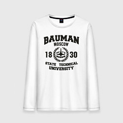 Лонгслив хлопковый мужской BAUMAN University, цвет: белый