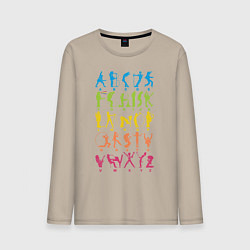 Лонгслив хлопковый мужской Алфавит рока, цвет: миндальный