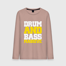 Лонгслив хлопковый мужской DRUM AND BASS MASSIVE, цвет: пыльно-розовый