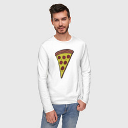 Лонгслив хлопковый мужской Pizza man, цвет: белый — фото 2