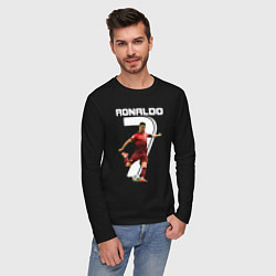 Лонгслив хлопковый мужской Ronaldo 07, цвет: черный — фото 2