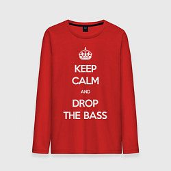Лонгслив хлопковый мужской Keep Calm & Drop The Bass, цвет: красный