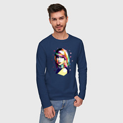Лонгслив хлопковый мужской Taylor Swift Art, цвет: тёмно-синий — фото 2
