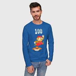 Лонгслив хлопковый мужской Mario: 100 coins цвета синий — фото 2