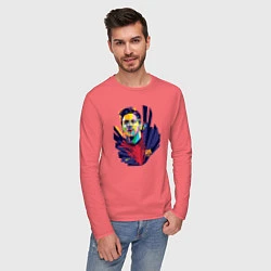 Лонгслив хлопковый мужской Messi Art, цвет: коралловый — фото 2