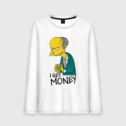 Лонгслив хлопковый мужской Mr. Burns: I get money, цвет: белый