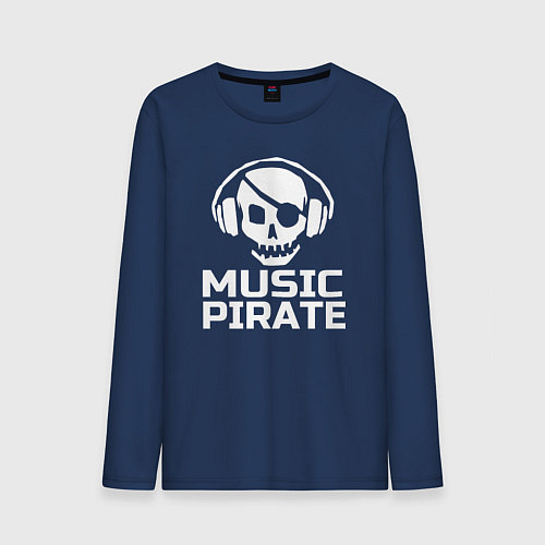 Мужской лонгслив Music pirate / Тёмно-синий – фото 1