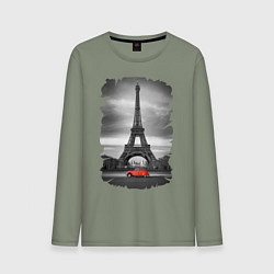 Лонгслив хлопковый мужской Эйфелева башня, цвет: авокадо