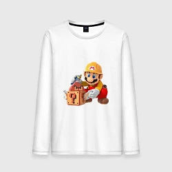 Лонгслив хлопковый мужской Super Mario: Builder, цвет: белый