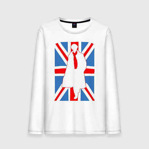 Мужской лонгслив Sherlock Holmes Union Jack / Белый – фото 1