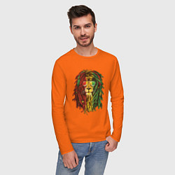 Лонгслив хлопковый мужской Rasta Lion цвета оранжевый — фото 2