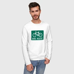Лонгслив хлопковый мужской Дорога для велосипедистов, цвет: белый — фото 2