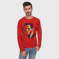 Лонгслив хлопковый мужской Lionel Messi: fun-art, цвет: красный — фото 2