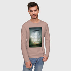 Лонгслив хлопковый мужской X-Files: Aliens, цвет: пыльно-розовый — фото 2