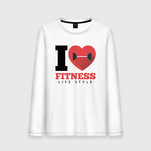 Мужской лонгслив I love Fitness / Белый – фото 1