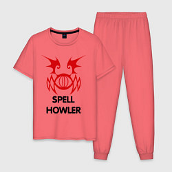 Пижама хлопковая мужская Dark Elf Mage - Spell Howler цвета коралловый — фото 1