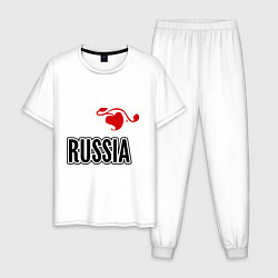 Пижама хлопковая мужская Russia Leaf, цвет: белый