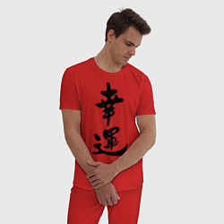 Пижама хлопковая мужская Удача, цвет: красный — фото 2