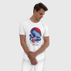 Пижама хлопковая мужская Покеболл 1, цвет: белый — фото 2
