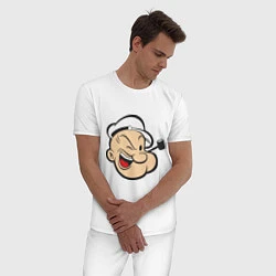 Пижама хлопковая мужская Popeye Face, цвет: белый — фото 2