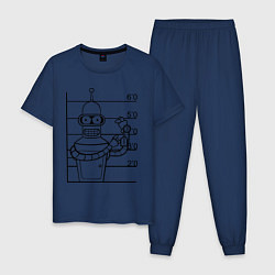 Пижама хлопковая мужская Bender Wanted, цвет: тёмно-синий