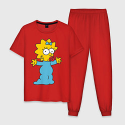 Пижама хлопковая мужская Maggie Simpson, цвет: красный