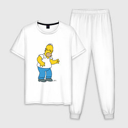 Пижама хлопковая мужская Симпсоны: Гомер, цвет: белый