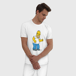 Пижама хлопковая мужская Симпсоны: Гомер, цвет: белый — фото 2