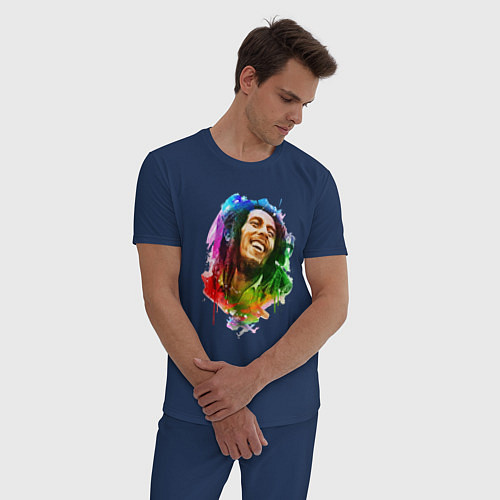 Мужская пижама Улыбающийся Боб Марли / Тёмно-синий – фото 3