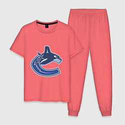 Пижама хлопковая мужская Vancouver Canucks, цвет: коралловый