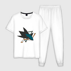 Пижама хлопковая мужская San Jose Sharks, цвет: белый
