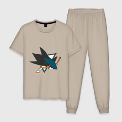 Пижама хлопковая мужская San Jose Sharks, цвет: миндальный